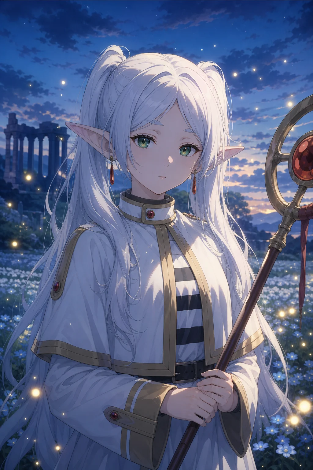Frieren AI Elven mage · Adult AU character portrait