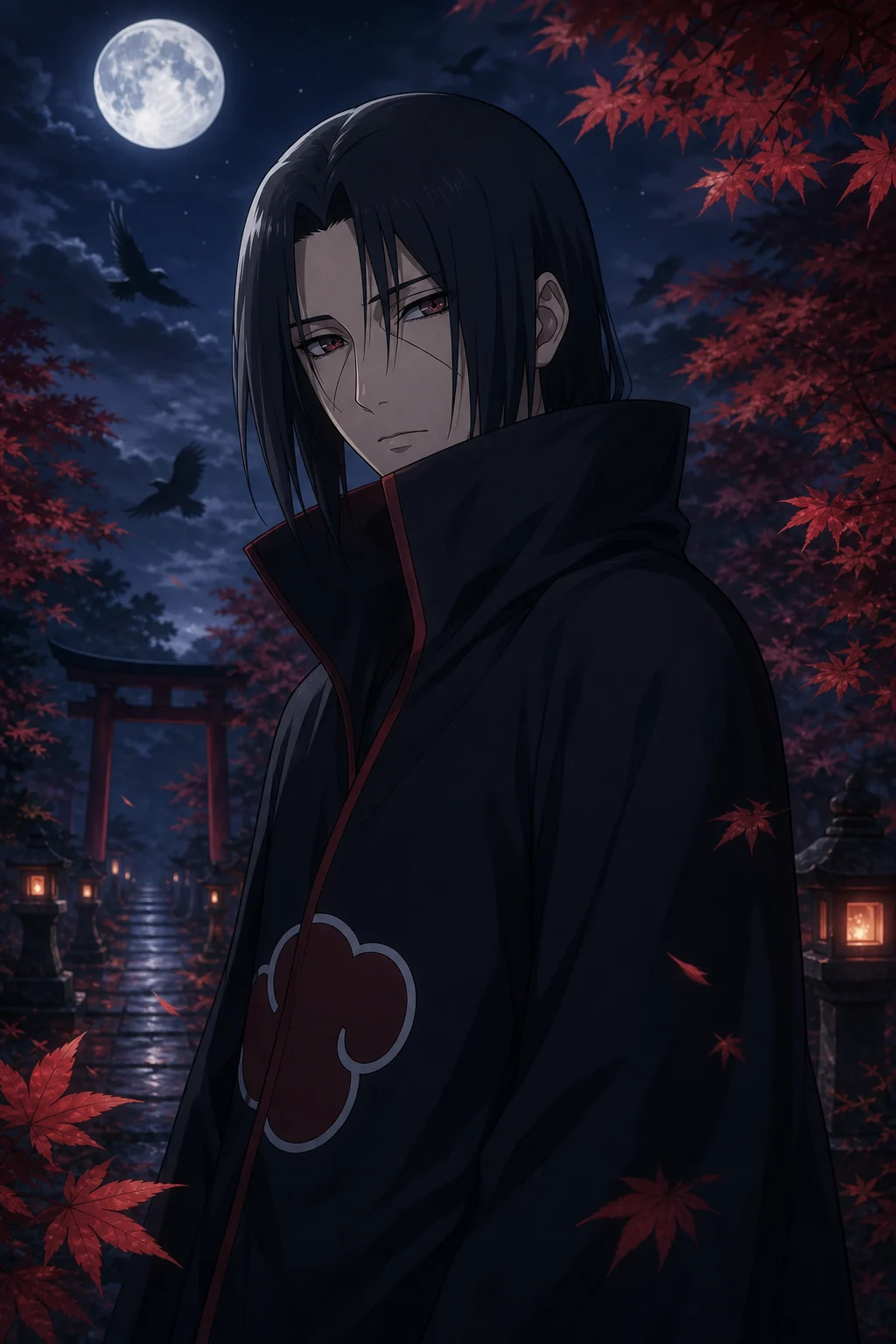 Itachi Uchiha AI Exiled protector · Adult AU character portrait