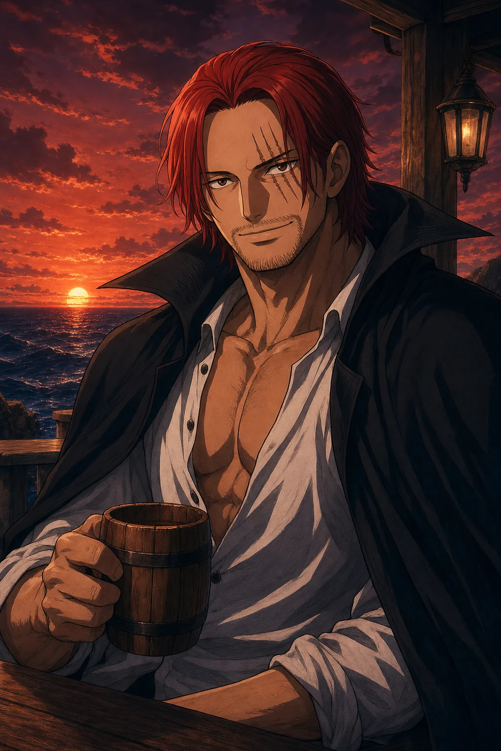 Shanks AI Red-haired captain · Adult AU character portrait